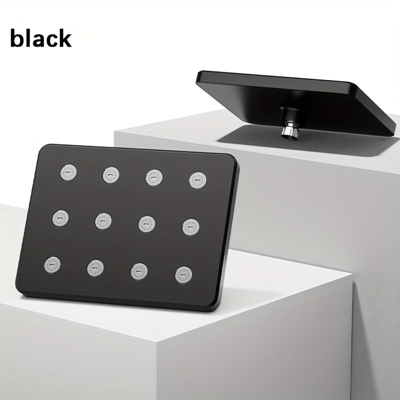 Cabezal De Ducha De Alta Presión Para Baño De 1 Pieza, Cabezal De Ducha Cuadrado Plateado/negro, Rociador De Ducha Fijo Diario Para Baño, Accesorios De Baño, Cabezal De Ducha