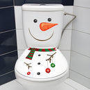 1pc Adhesivo de Hombre de Nieve de Navidad para Inodoro, Decoración de Baño de PVC de Dibujos Animados, Impermeable, Removable, Plástico Duradero, Uso Único, Rectangular, Acabado Mate