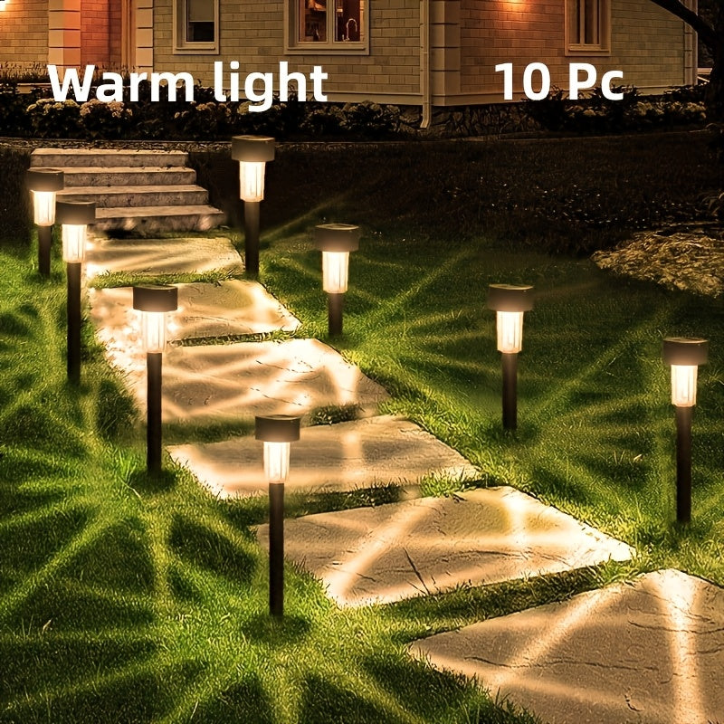 10 paquetes de luces solares para jardín - Luces LED para césped, decoración de terraza y villa, iluminan automáticamente caminos, patios, jardines, aceras y pasillos, con control por inducción lumínica, ideal para fiestas en paseos