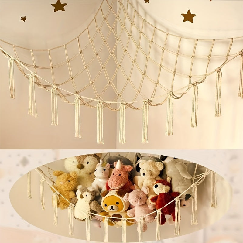 1pc Hamaca de Tela Versátil para Juguetes - Almacenamiento en la Esquina de la Pared para Animales de Peluche, Fácil Instalación, No Necesita Energía, Ideal para Exhibición en el Dormitorio y Decoración Festiva