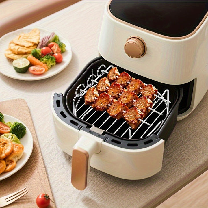 Kit de Accesorios para Freidora de Aire (para 3.7-5.8QT) - Incluye Bandeja Antiadherente de Pizza de 17.78cm, Molde para Pastel, Parrilla y Moldes de Silicona de 7 Cavidades - Aptos para Lavavajillas - Libro de Recetas Incluido - Herramientas para Hornea