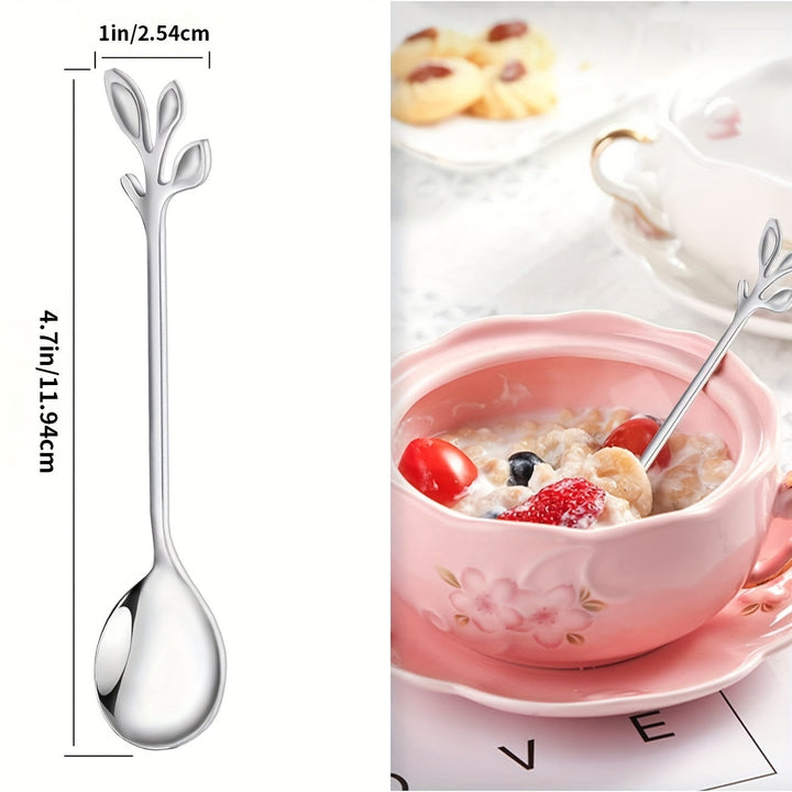 20pcs Cuchara de Café de Acero Inoxidable, Diseño Elegante de Hoja para Té, Ideal para Postres, Aperitivos, Elección Ideal para Bodas y Fiestas