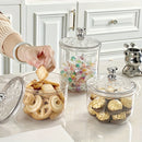 Tarro de Almacenamiento Hermético Transparente y Elegante para Café, Snacks, Dulces - Contenedor Redondo de Plástico Reutilizable con Tapa Abatible para Frutas Secas, Frutos Secos y Más - Perfecto para la Organización de la Cocina