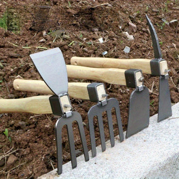 Una herramienta de jardín: azada doble cara de metal duradera, ideal para cultivo de flores y vegetales, perfecta para jardinería en casa y proyectos artísticos