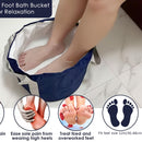 Cubo de baño de pies plegable en azul oscuro - Cubeta de tela de Oxford portátil para alivio calmante, ideal para viajes, camping, pesca y relajación en casa, cubeta de spa para pies al aire libre|Cubeta de relajación|Tela de Oxford duradera