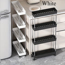 Carro de almacenamiento de cuatro niveles, carrito de varias capas para espacios reducidos - estantería de cocina, carrito de piso, organizador delgado, organizador de varias capas para sala de estar y baño.