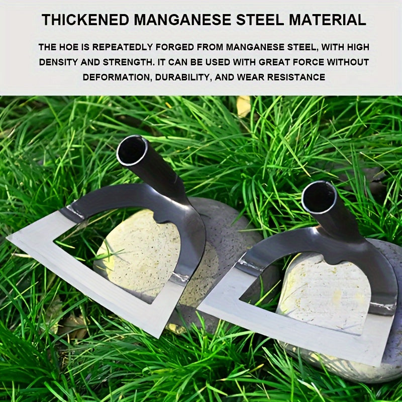 Pala de rastrillar hueca de alta resistencia - Filos afilados y dentados para romper el suelo de manera eficiente, herramienta de jardinería de metal duradera para huertos de verduras y uso al aire libre, sin mango incluido, herramienta de rastrillar par
