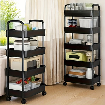 Carrito de almacenamiento con ruedas, organizador multipropósito de 3/4/5 niveles, ideal para cocina, baño, lavandería, sala de estar, contenedores de almacenamiento