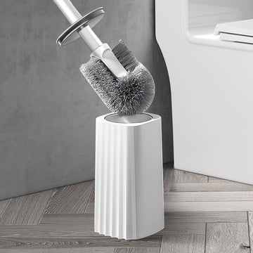 Juego de cepillo para inodoro con soporte, mango largo y diseño flexible para limpieza sin rincones, ideal para el baño