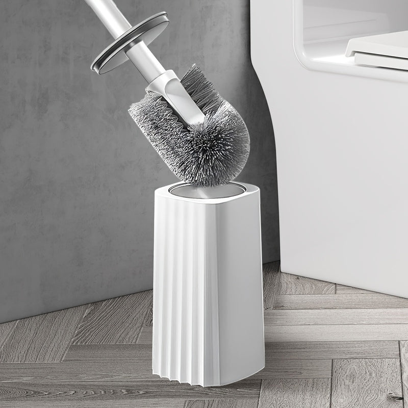Juego de cepillo para inodoro con soporte, mango largo y diseño flexible para limpieza sin rincones, ideal para el baño