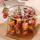 1 Juego de parrilla y pinchos de acero inoxidable - Ideal para freidor de aire, horno y barbacoa al aire libre - Perfecto para carne, pescado, verduras, frutas - Suministros de cocina duraderos y portátiles para reuniones y fiestas, equipo de cocina al a