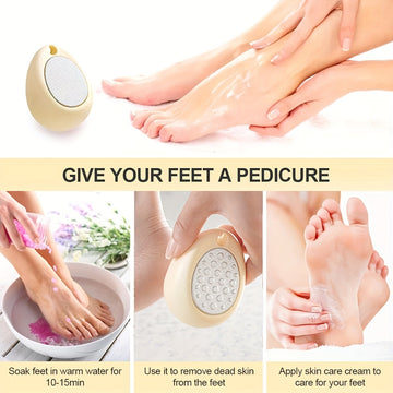 1 Pieza Lima de Pies Ovalada Doble Cara de Acero Inoxidable - Eliminador Manual y Portátil de Cutículas Beige, Herramienta Reutilizable para Cuidado de Pies sin Alcohol ni Batería, para Hombres y Mujeres