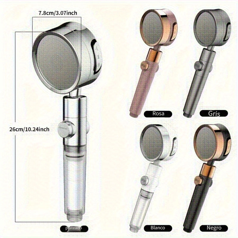 Una cabeza de ducha con tres ajustes ajustables, diseñada para una fuerte presión de agua para bañarse en casa, con una cabeza de ducha ajustable, adecuada para accesorios de baño.