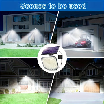 Luz solar exterior de 345 LED con sensor de movimiento y control remoto, resistente al agua IP65, con cable de extensión de 16 pies (152,4 pulgadas), funcionamiento desde el atardecer hasta el amanecer, fácil de instalar y quitar, adecuada para porches,