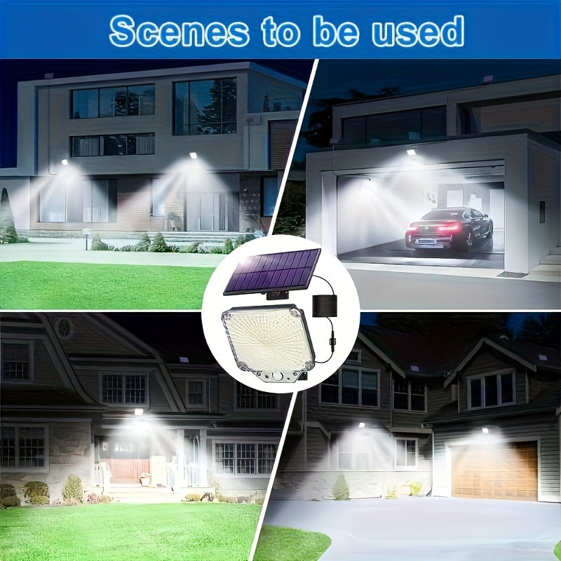 Luz solar exterior de 345 LED con sensor de movimiento y control remoto, resistente al agua IP65, con cable de extensión de 16 pies (152,4 pulgadas), funcionamiento desde el atardecer hasta el amanecer, fácil de instalar y quitar, adecuada para porches,