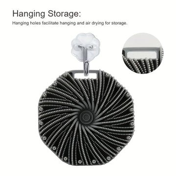 Escobilla exfoliante ergonómica de silicona con tecnología de espuma - Sin batería, para limpieza profunda y masaje, diseño portátil y anatómico, no necesita energía, esencial para el baño y la ducha en viajes, escobilla exfoliante, ducha sin fragancia,