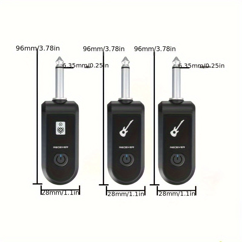 Receptor inalámbrico de guitarra eléctrica, sistema inalámbrico de guitarra recargable, pickup electrónico, sonido universal, accesorio musical para instrumentos musicales, adecuado para bajo eléctrico, violín, teclado y transmisor y receptor de instrume