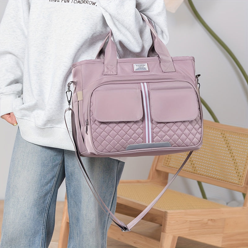Bolsa de almuerzo aislada eonothem - Diseño estilizado de lana rosa con múltiples bolsillos, sin contacto con alimentos, perfecta para pícnic, viajes y uso diario, esenciales para pícnic | Textura de lana | Bolsa aislada