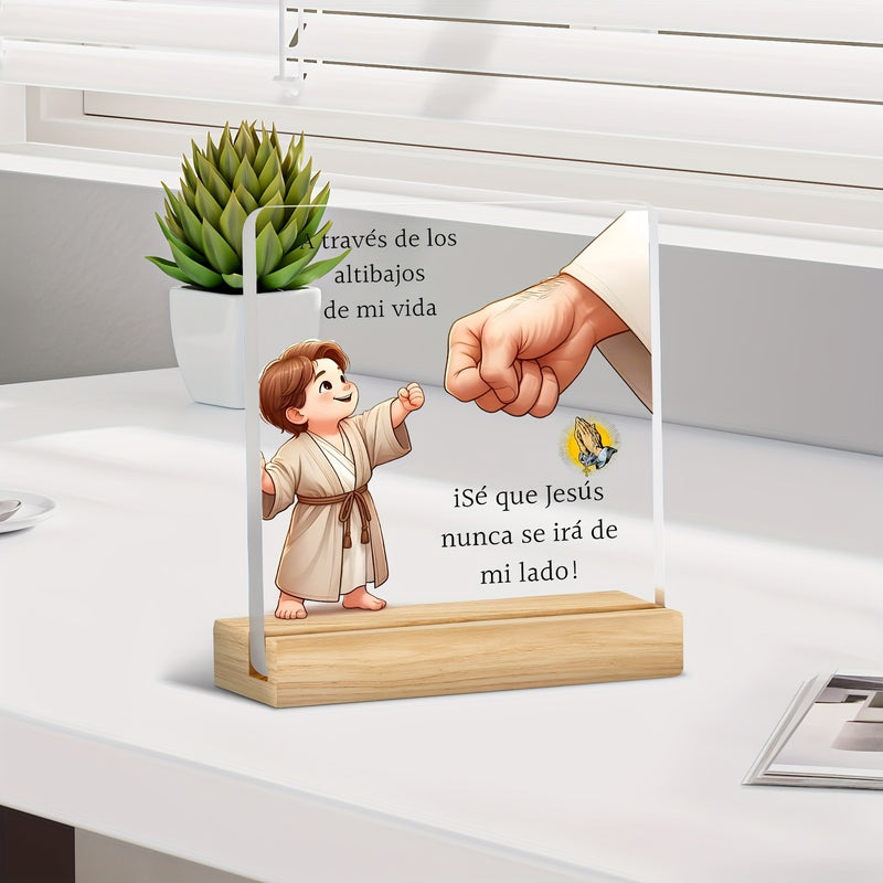 Placa decorativa plana 2D, 1 unidad, Sé que Jesús nunca me dejará, ideal para decoración del hogar u oficina, decoración de sala de oración, regalos cristianos, Día de la Madre, Día del Padre, Pascua