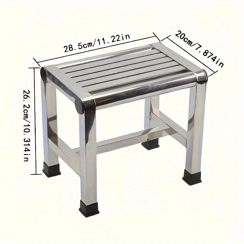 1pc Taburete Multifuncional de Acero Inoxidable - Resistente y Antideslizante, Ideal para Uso en Interiores/Exteriores como Escalón para Baño