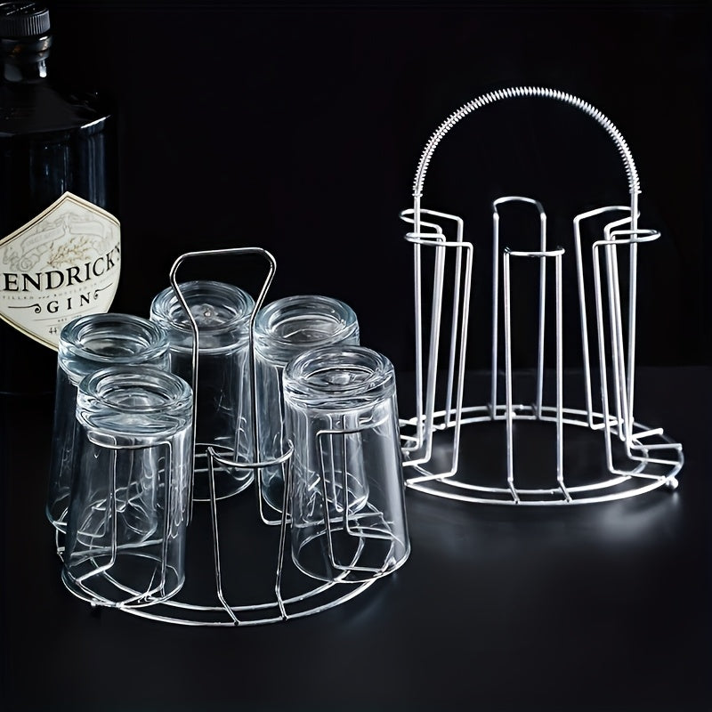 Porta Vasos de Metal con Bandeja de Drenaje - Diseño Portátil Multicompartimento para Tazas, Organizador de Cocina y Restaurante, Construcción Resistente