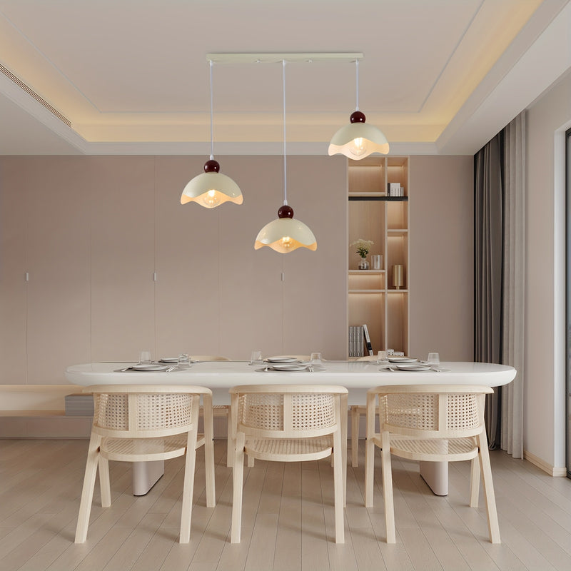 1pc, Lámpara Colgante de Lujo con Pantalla de Hierro Blanco, Candelabro Retro de 3 Cabezas para Comedor, Luz de Techo para Isla de Cocina o Sala, Decoración del Hogar, Lámparas Colgantes, Compatible con Bombillas E26/E27 (Bombillas no Incluidas)
