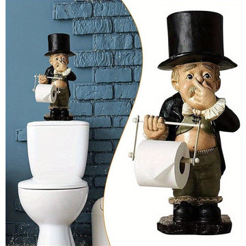 Soporte para papel higiénico de cerámica con figura divertida - Decoración encantadora para baño, independiente o con adhesivo, artesanía en resina, regalo único para mamá, decoración y accesorios para baño