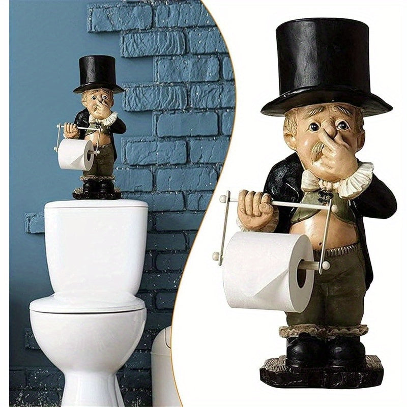Soporte para papel higiénico de cerámica con figura divertida - Decoración encantadora para baño, independiente o con adhesivo, artesanía en resina, regalo único para mamá, decoración y accesorios para baño