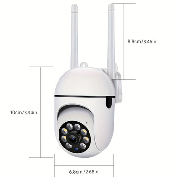 Cámera WiFi inalámbrica 1080P panorámica con rotación pan/tilt, detección de movimiento, visión nocturna de color completo y llamada de voz bidireccional.
