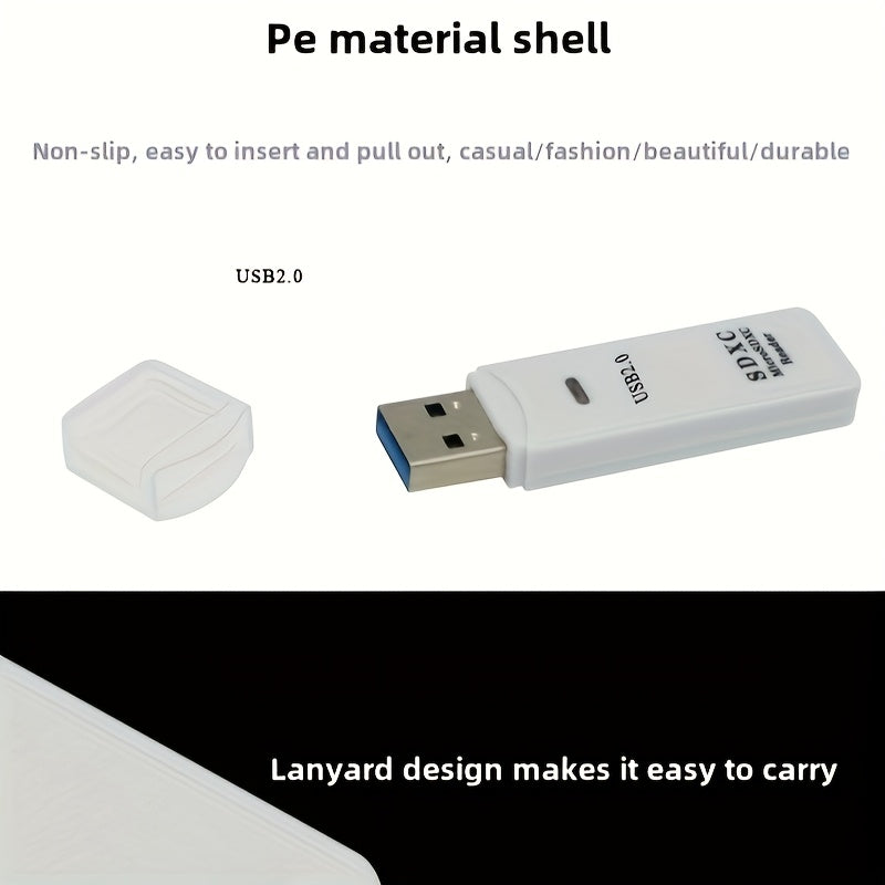 Lector de Tarjetas USB 2.0 de Doble Ranura para SD/TF - Diseño Compacto y de Alta Velocidad, Compatible con Portátiles, Tabletas, Cámaras y Múltiples Dispositivos, Leedor de Tarjetas Versátil | Accesorio Moderno | Construcción Duradera