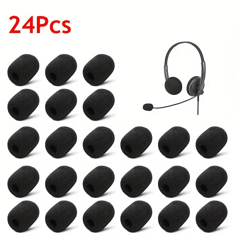 Cubiertas de espuma para micrófono de auriculares, pantalla de viento de espuma para micrófono de solapa, cubierta de espuma miniatura para micrófono de auriculares para reducción de ruido (12pcs/24pcs)