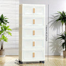 Elegante gabinete de almacenamiento plegable de cinco capas | Diseño doméstico de puertas dobles, material plástico adecuado para almacenamiento de juguetes de bebés/niños, se puede almacenar debajo de la cama.