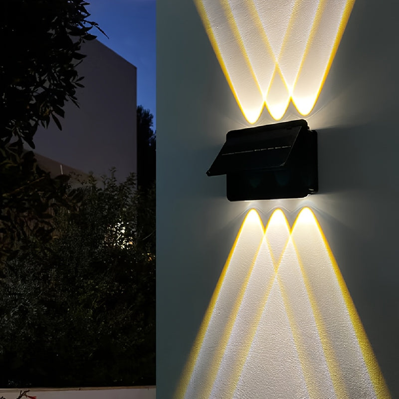 1/2 piezas de luz solar para pared extra grande con 6 cabezales, 1800 mAh, sensor de movimiento, lámpara decorativa para jardín, villa o camino, 3000K
