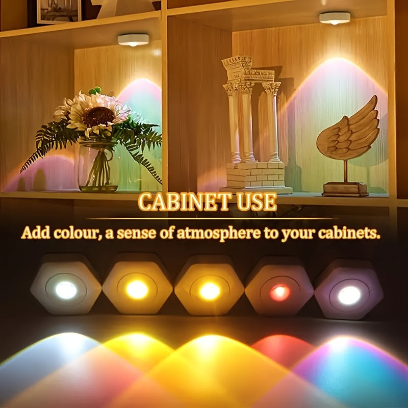 1 Pieza, Luz De Proyección De Atardecer Con Forma Hexagonal De Ojo De Gato Blanco, Luz De Proyección De Atardecer LED Táctil Regulable, Iluminación De Gabinete Con Alimentación De Batería