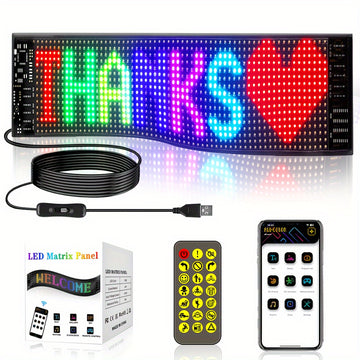 Panel LED de matriz de píxeles, letrero LED con desplazamiento, control por APP, USB 5V, flexible, direccionable RGB, patrones, texto animado, para tiendas, bares, publicidad y fiestas, 1 unidad