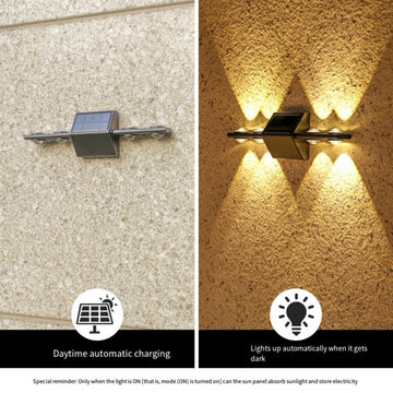 Lámpara de Pared Solar Montada con Espejo Convexo, Iluminación Externa LED para Paisajes Decorativos, Lámpara Solar Exterior para Patio, Jardín, Valla y Terraza, Decoración Festiva