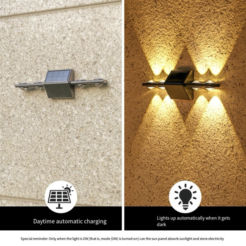 Lámpara de Pared Solar Montada con Espejo Convexo, Iluminación Externa LED para Paisajes Decorativos, Lámpara Solar Exterior para Patio, Jardín, Valla y Terraza, Decoración Festiva