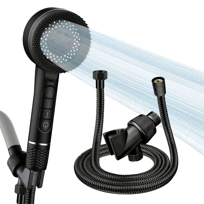 3 piezas Conjunto de cabeza de ducha moderna con control de tecla de piano, manguera de 1,5 m cifrada, fuerte presión del agua, masaje multi-modo, agua filtrada, montaje en pared/colgante/inserto, no requiere electricidad