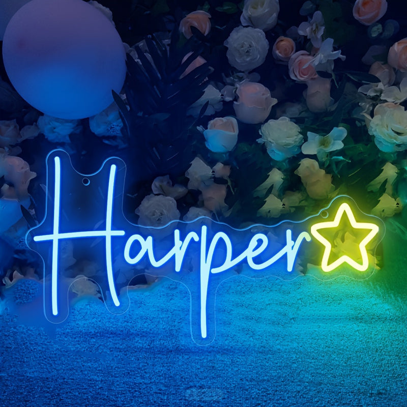 1pc Letrero de Neón Personalizable - Decoración de Pared de Acrylic LED con Brillo Ajustable, Alimentado por USB, Fácil Instalación - Ideal para Bodas, Cumpleaños, Ambiente de Dormitorio, Navidad y Celebraciones de Año Nuevo