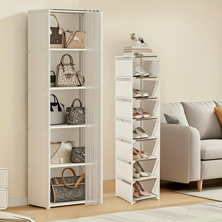 2 piezas Conjunto grande de combinación, estantería de almacenamiento portátil ensamblada, estantería de bolsos coincidente para izquierda y derecha, estantería de almacenamiento de artículos