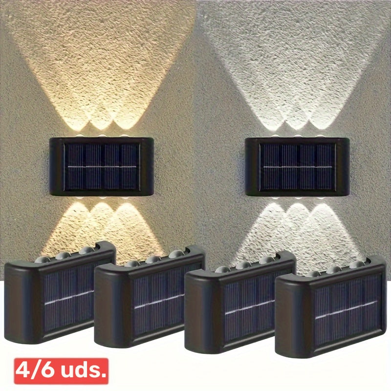 4/6 piezas de luces LED solares para pared, 6LED luces paisajísticas para exteriores, cubiertas de lámpara plástico energéticamente eficientes, capacidad de batería de 60mAh, decoración de pared para jardín y patio, cargado solar, batería de níquel, sin