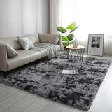1pc Alfombra de Pelo Largo CozyHome Gris Oscuro Teñido de Unión, Alfombra de Poliéster Suave y Peluda para Dormitorio, Sala de Estar, Decoración Navideña Festiva, Rectangular, Solo Limpieza en Seco