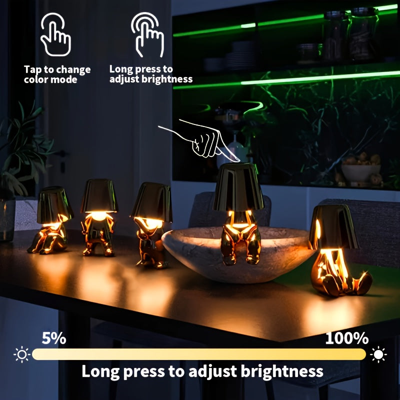 1 pza. Lámpara de escritorio moderna de oro y plata con puerto USB, luz nocturna LED ajustable de 3 vías para dormitorio, sala de estar, oficina.