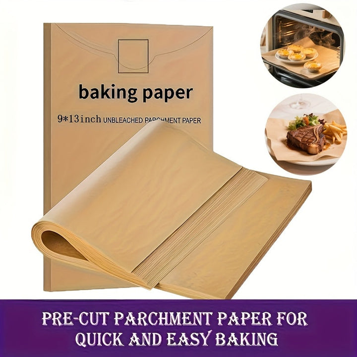 50 Hojas de Papel Pergamino Premium - Antiadherentes para Air Fryer, Vaporera y Horno
