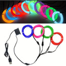 Conjunto de combinación de 6 piezas de alambre luminoso EL de 2 metros de largo, alambre de luz fría EL, cadena de luces decorativas DIY para ambiente, accesorios de baile fluorescentes, alambre fluorescente LED