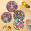 Juego de 4 Manteles Individuales de Madera con Mandala - Duraderos, Resistentes al Calor, Antideslizantes y Fáciles de Limpiar - Perfectos para el Hogar, la Oficina, Fiestas y Festivales