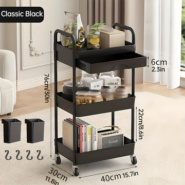 Carrito de almacenamiento móvil para cocina, caja rodante con cajones extraíbles, carrito resistente de 3 y 4 niveles con ruedas bloqueables para baño, sala, cocina, snacks, manualidades, cosméticos y decoración del hogar