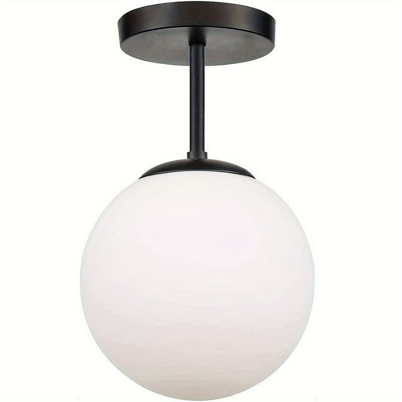 1pc Lámpara de Techo Semiempotrada Moderna, Colgante de Esfera de Vidrio Esmerilado con Acabado de Hierro Fundido Pulido, Base E26, Control de Interruptor, Abrazadera Desmontable, Cableado 110V-240V para Pasillo, Porche, Escalera, Armario, Cocina, Lavand