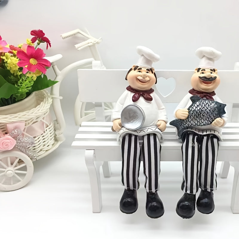 1 par de muñecos de pierna de pantalón decorativos de resina para chef, pareja de chefs americanos para cocina, cafetería, pastelería, restaurante occidental, colección de esculturas de chef para decoración del salón
