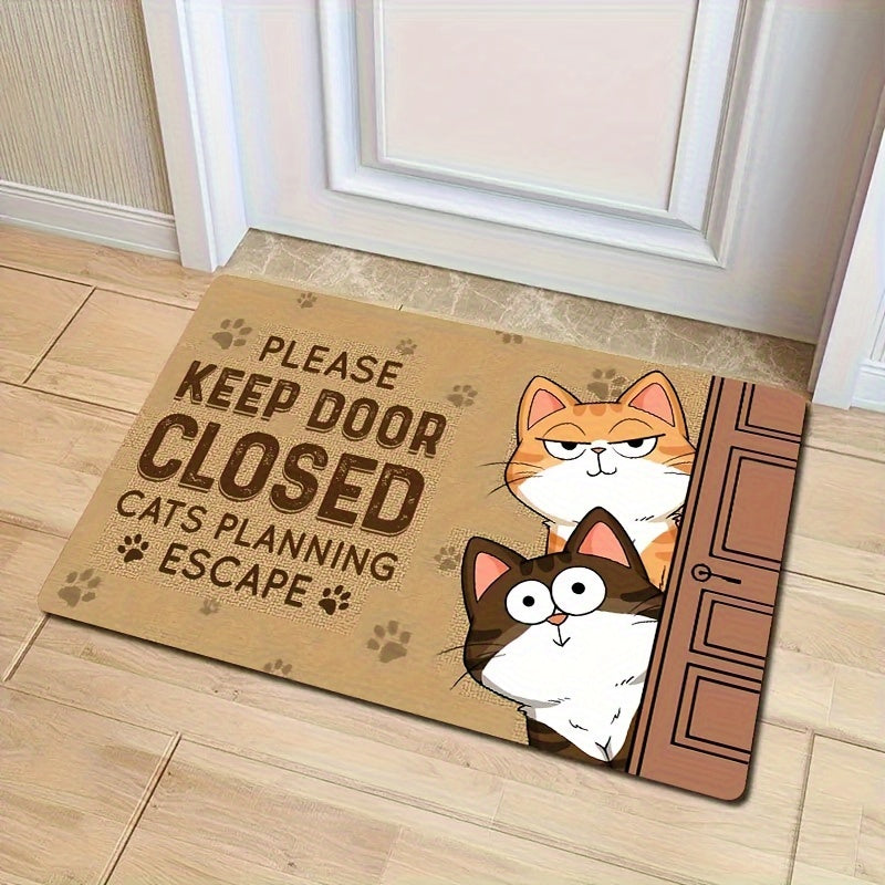 Alfombra de Bienvenida para Gatos -1pc Mantén la Puerta Cerrada, Alfombra Decorativa Interior para el Hogar con Diseño de Planificación de Fuga de Gatos, Hecha de Poliéster y Con una Grosor de Un Centímetro que Pesa 800 Gramos por Metro Cuadrado